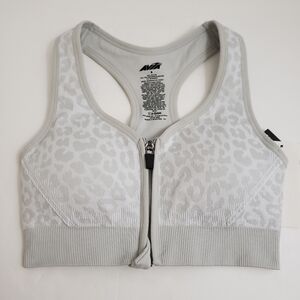 Small Avia Gray White Seamless Front Zip Sports Bra